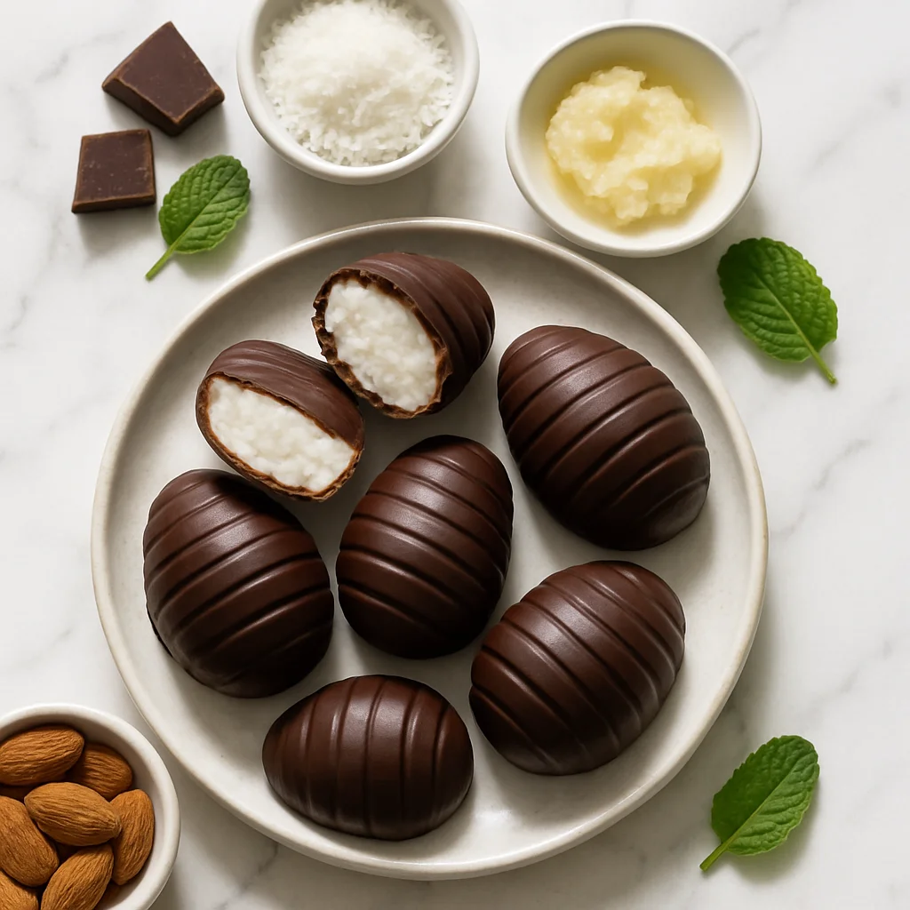Healthy Chocolate Easter Eggs Homemade with a Coconut Cream Filling