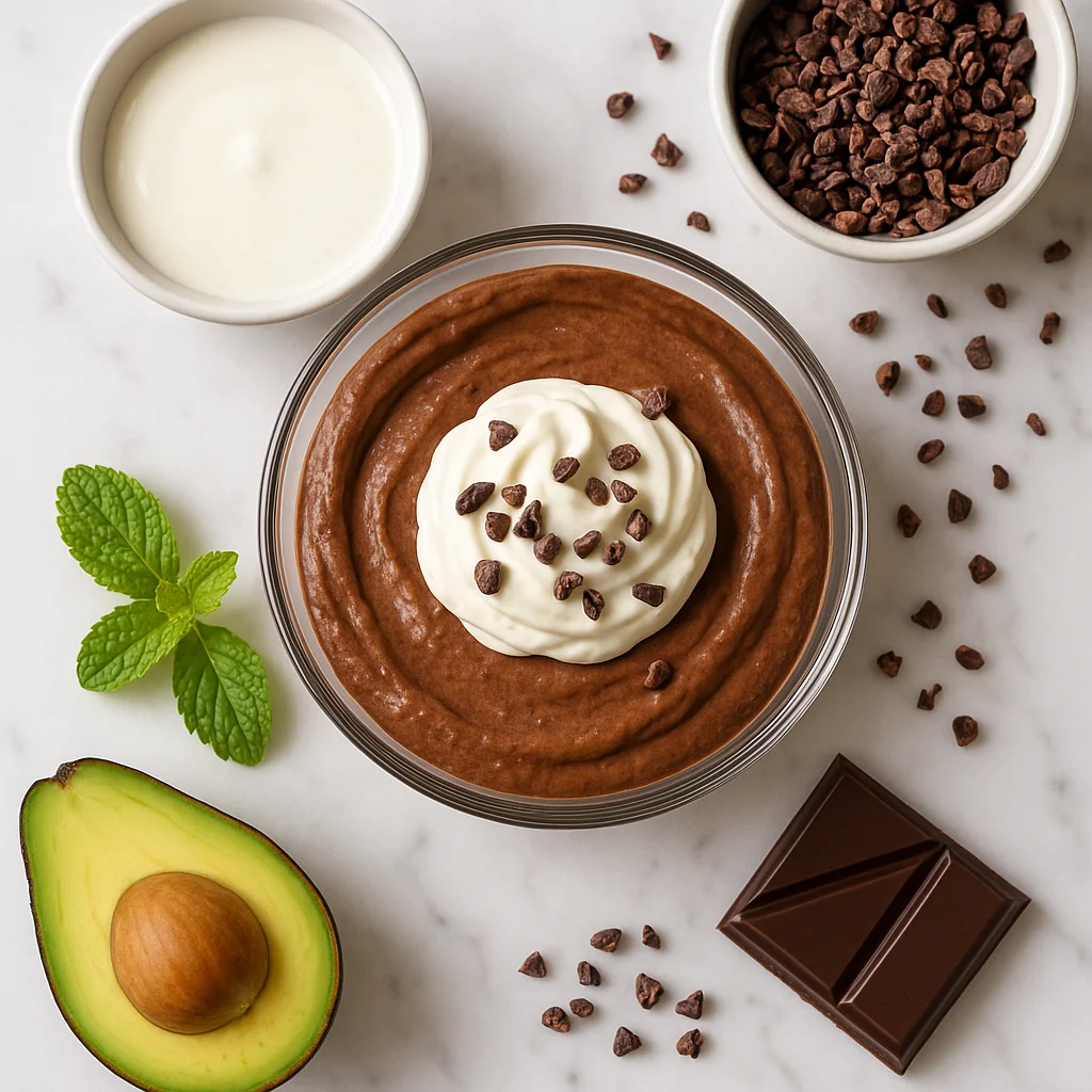 Low Carb Chocolate Mousse with Heavy Cream and Cacao Nibs