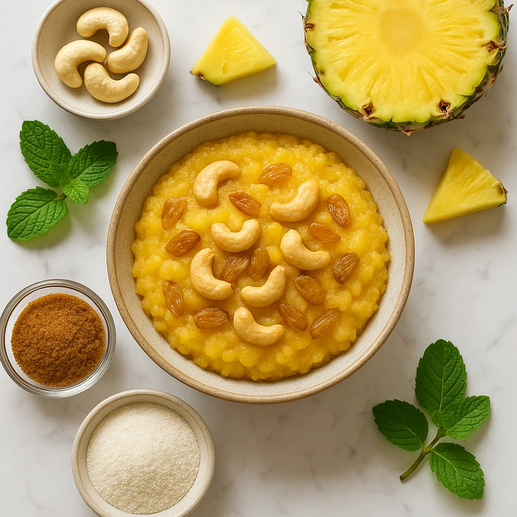 Healthy Pineapple Kesari Sweet Semolina Recipe with Coconut Sugar